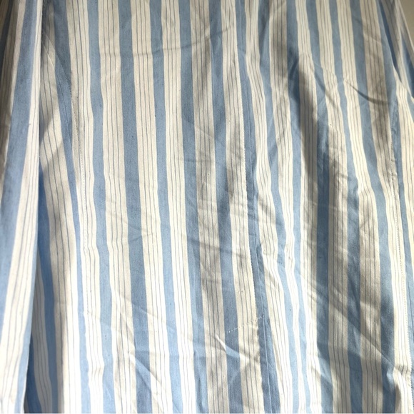 J.Crew Patch Pocket Blazer Sz M Striped Linen Nautical Blue White Gold Button - Picture 4 of 16